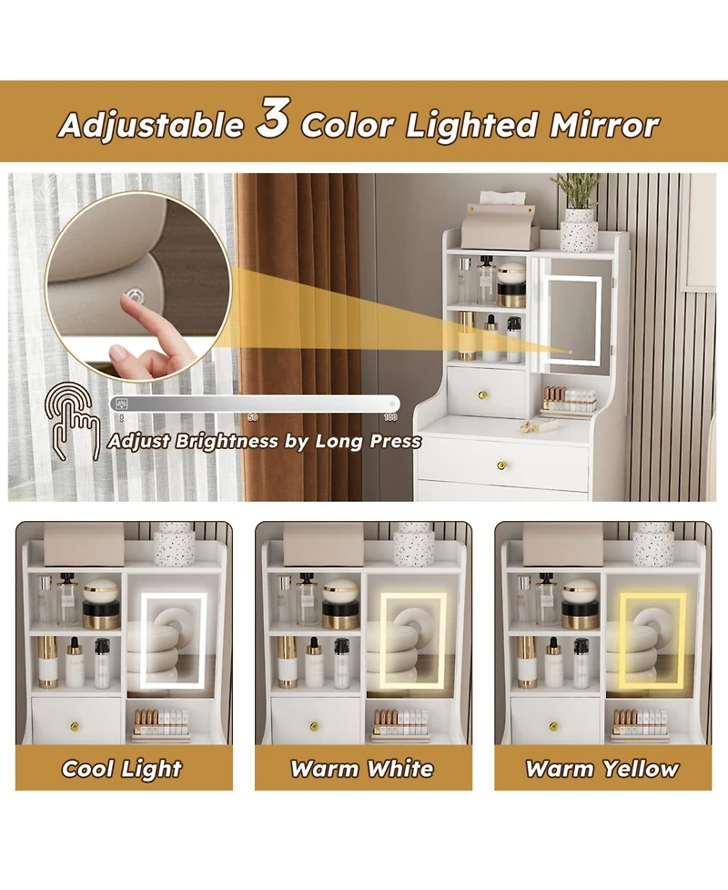 Streamdale Furniture Led Mirror Vanity Set