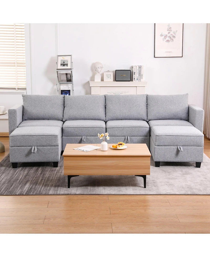 Streamdale Furniture Convertible Modular Sectional Sofa with Storage & Reversible Chaise