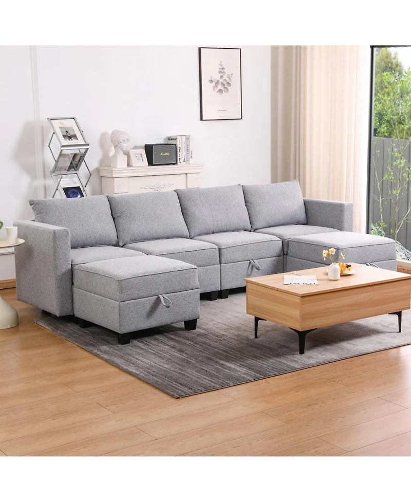 Streamdale Furniture Convertible Modular Sectional Sofa with Storage & Reversible Chaise