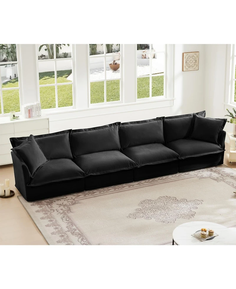 Streamdale Furniture Slipcovered 4-Seater Extra Deep Chenille Sofa - Black