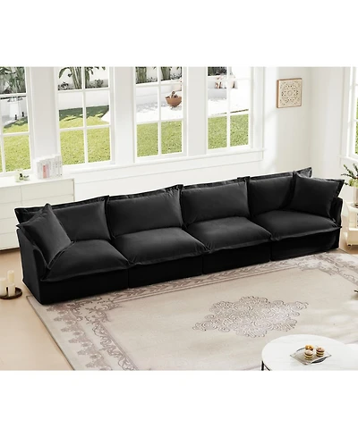 Streamdale Furniture Slipcovered 4-Seater Extra Deep Chenille Sofa - Black