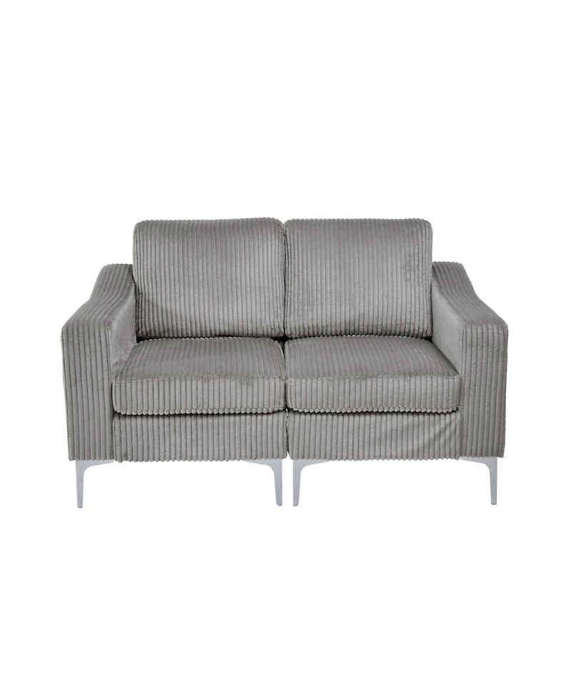 Streamdale Furniture Modular Sectional Two-Seater Sofa Corduroy Sectional Couch Gray