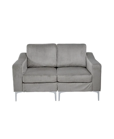 Streamdale Furniture Modular Sectional Two-Seater Sofa Corduroy Sectional Couch Gray