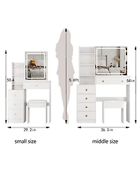 Streamdale Furniture 37" Led Mirror Vanity Table with Stool