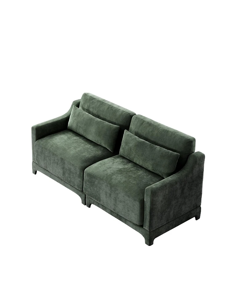 Streamdale Furniture Green Chenille 2-Seater Sofa with Lumbar Pillows