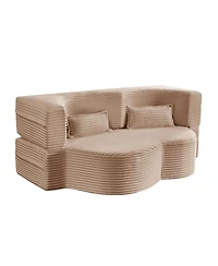 Streamdale Furniture Corduroy Floor Sofa Bed with Pillows