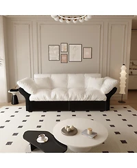 Streamdale Furniture Queen Pull Out Sofa Bed, 3-in-1 Convertible Sleeper, Velvet, Beige