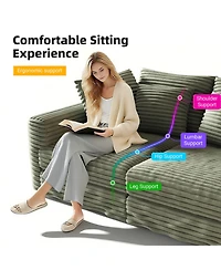 Streamdale Furniture + 3-Seat + Corduroy + Modern Comfy Cloud + Sofa