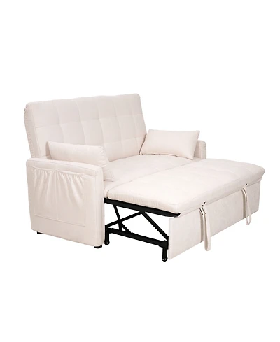 Streamdale Furniture 61" Fabric Sofa Bed with Storage Pockets & Adjustable Back