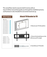 Streamdale Furniture Wooden Tv Stand with Mount, Swivel, Adjustable, Rustic Brown