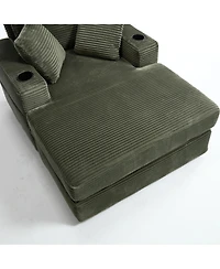 Streamdale Furniture Corduroy Chaise Lounge Sofa, Detachable Cushions, 3 Colours