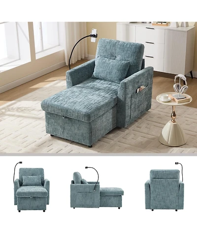 Streamdale Furniture Multifunctional Chenille Recliner Sofa with Storage & Phone Bracket