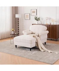 Streamdale Furniture Oversized Chenille Chaise Lounge Sofa Bed