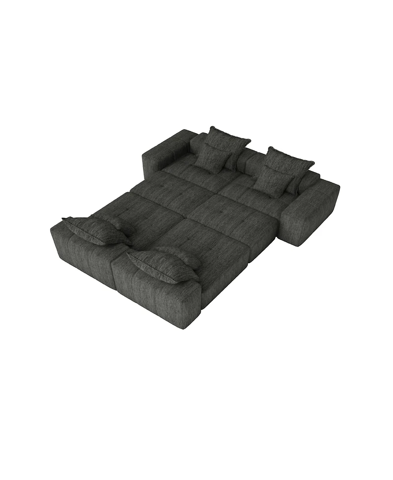 Streamdale Furniture Modern Oversized Chenille Sectional Sofa w/ 8 Pillows, Diy, Black