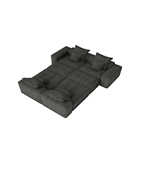 Streamdale Furniture Modern Oversized Chenille Sectional Sofa w/ 8 Pillows, Diy, Black