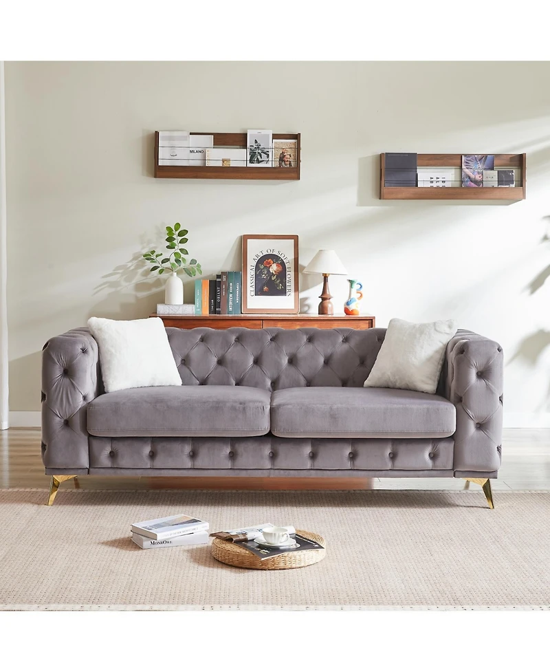 Streamdale Furniture Deluxe Velvet Chesterfield Sofa with Tufted Buttons