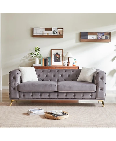 Streamdale Furniture Deluxe Velvet Chesterfield Sofa with Tufted Buttons