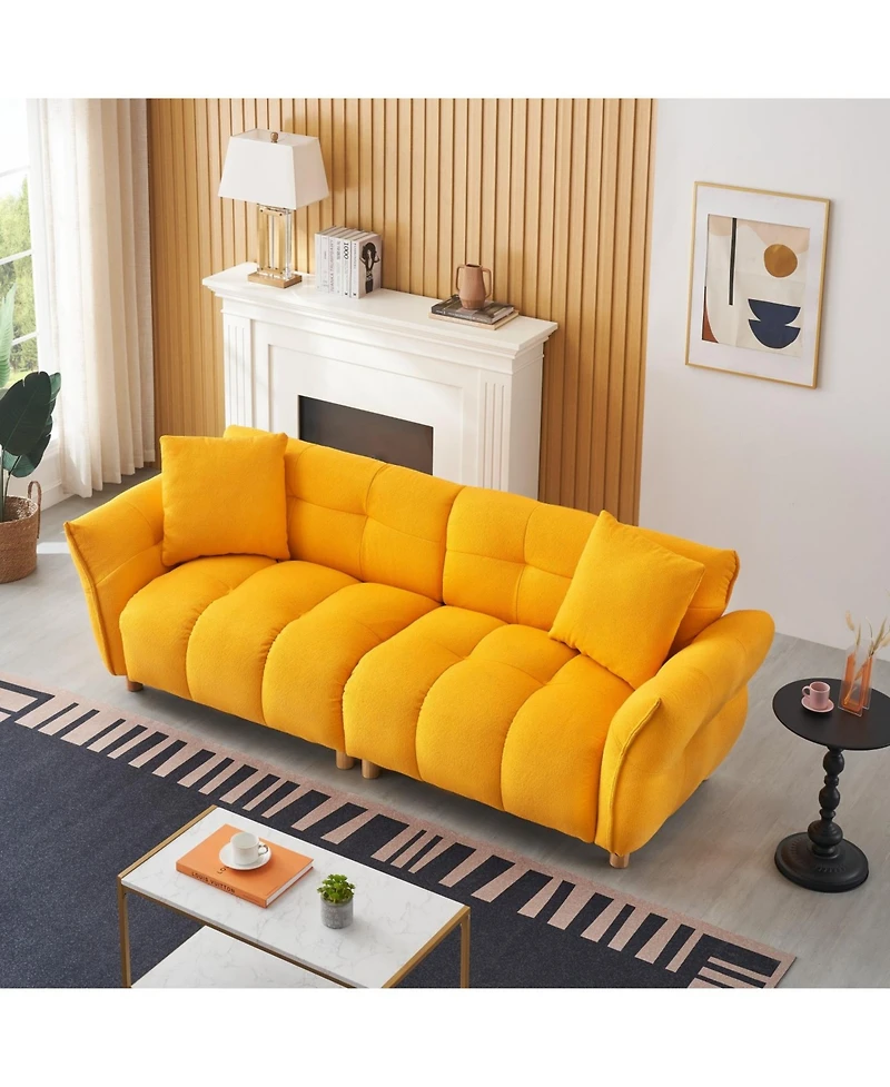 Streamdale Furniture Teddy Sofa (Yellow) w/ Pillows - Apartment/Office/Living Room