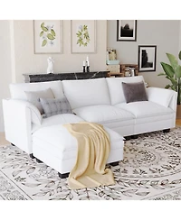 Streamdale Furniture 107.8" 3 Seater L-Shaped Sofa Couch with Ottoman & Pockets