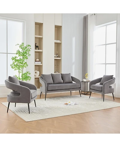 Streamdale Furniture Velvet Living Room Set- Loveseat & 2 Accent Chairs