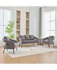 Streamdale Furniture Velvet Living Room Set- Loveseat & 2 Accent Chairs