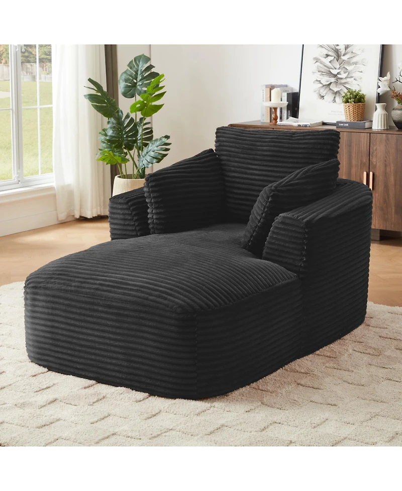 Streamdale Furniture Oversized Corduroy Chaise Lounge Sofa
