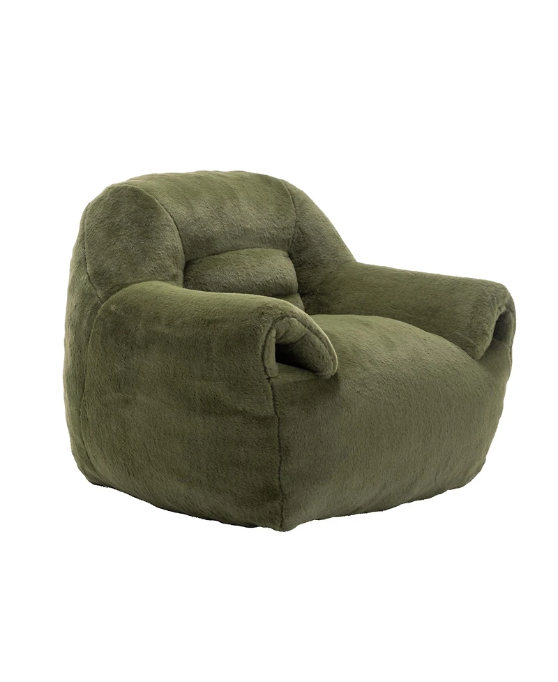 Streamdale Furniture Comfy Green Faux Fur Bean Bag Chair Sofa