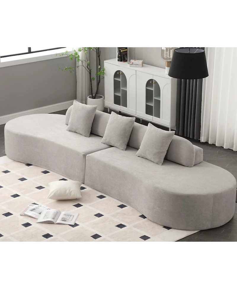 Streamdale Furniture Modern Curved Terrycloth Sofa w/ Pillows