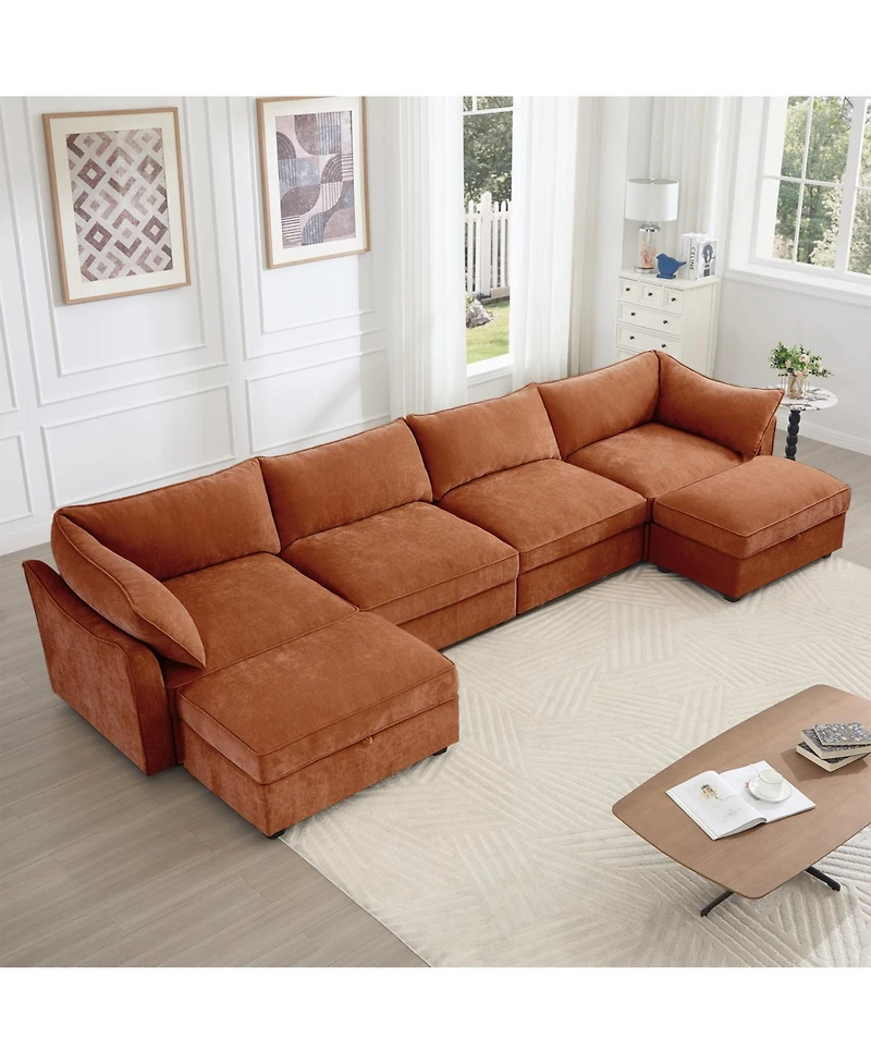 Streamdale Furniture U Shape Sectional Sofa with Ottomans & Storage