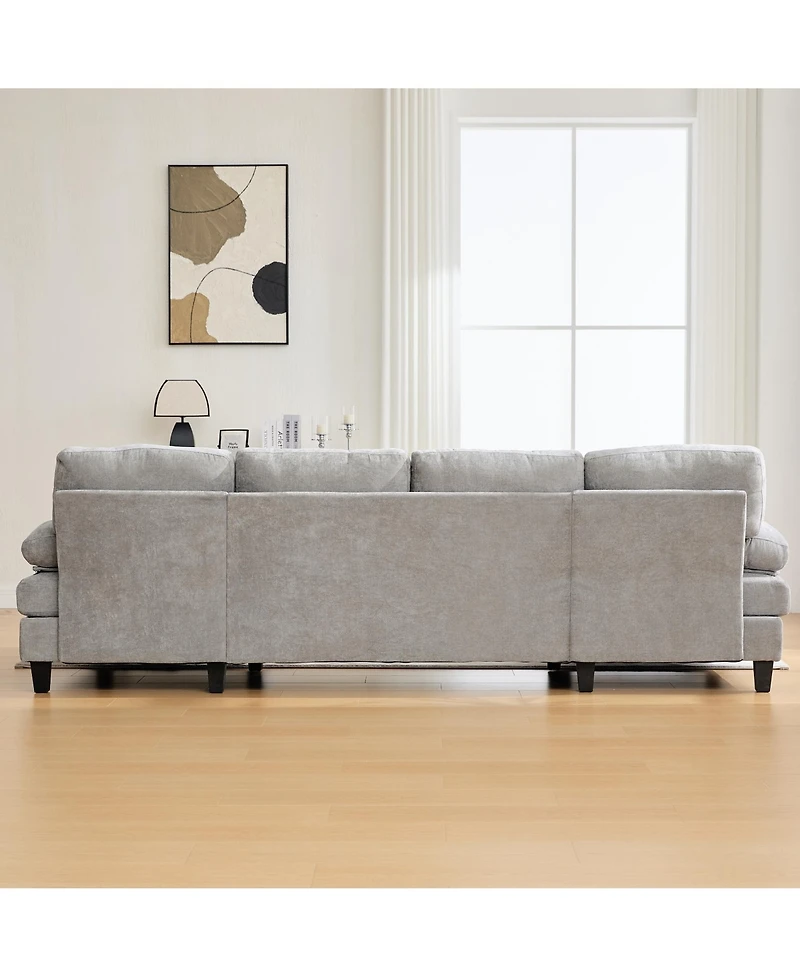 Streamdale Furniture U-Shaped Chenille Sectional Sofa with Dual Chaise & Storage
