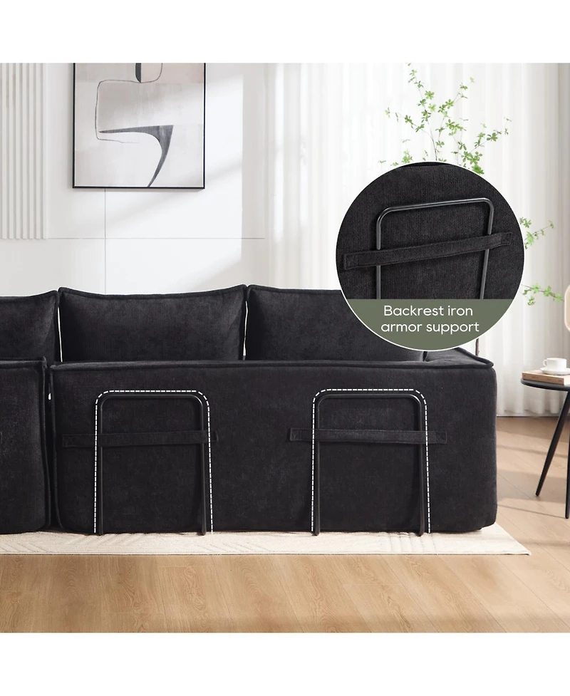 Streamdale Furniture Modern Minimalist Sectional Sofa with Chaise - Black