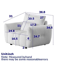 Streamdale Furniture 36.8" Teddy Fabric Sofa - Modern Lounge Chair