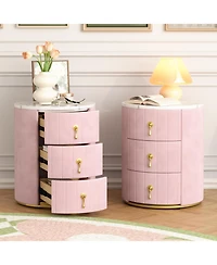 Streamdale Furniture Streamdale Pink Upholstered Nightstand Set (2)