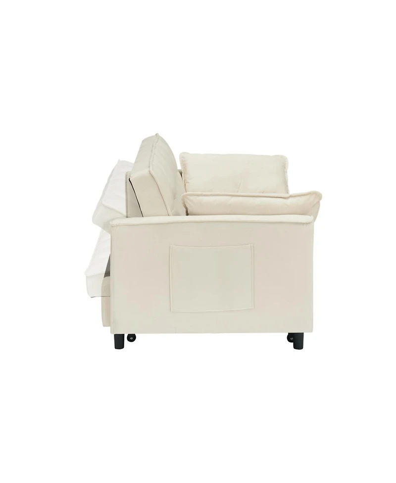 Streamdale Furniture Modern Velvet Sleeper Sofa with Pillows & Pockets