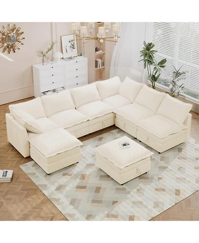 Streamdale Modular Sofa Bed with Storage & Faux Double-Layer Cushions