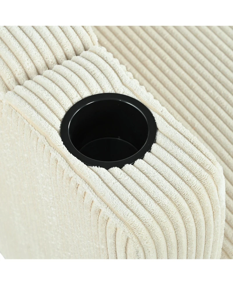 Streamdale Furniture Reversible Corduroy Sectional Sofa with Storage Chaise & Usb