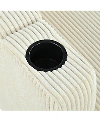 Streamdale Furniture Reversible Corduroy Sectional Sofa with Storage Chaise & Usb