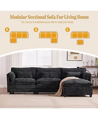 Streamdale Furniture Oversized Sectional Sofa Cloud Couch w/ Ottoman, Usb & Phone Holder