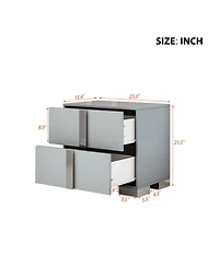 Streamdale Furniture Elegant Mirrored Nightstand with 2 Drawers, Gray