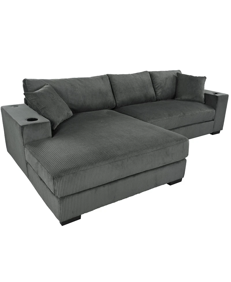 Streamdale Furniture Large Sectional Sofa- Thick Cushions, Cup Holders & Charging