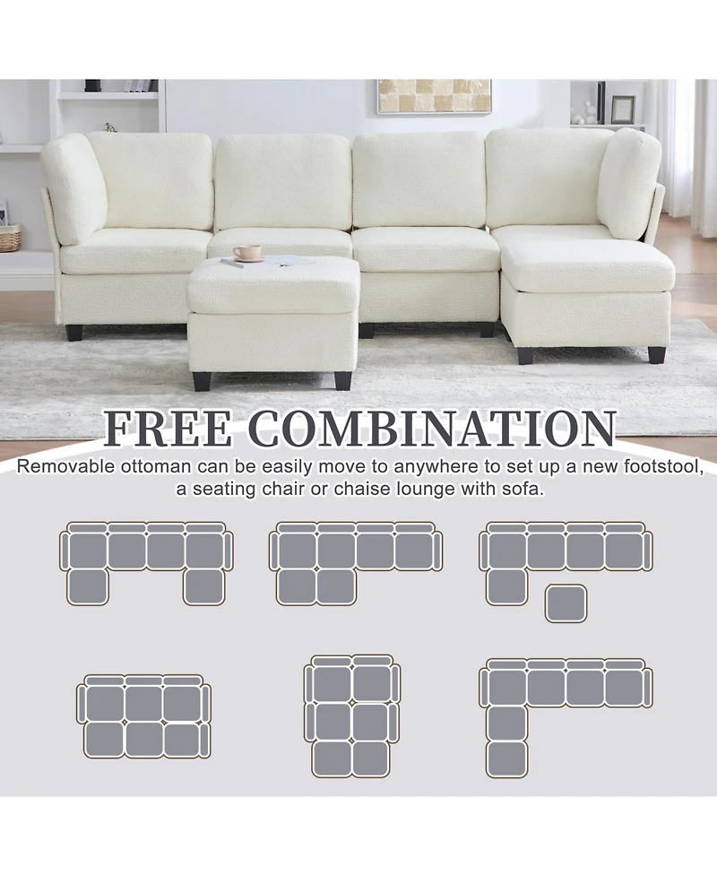 Streamdale Furniture Modular Sectional Sofa- Convertible 6-Seat Couch with Chaise & Ottoman