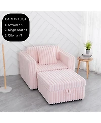 Streamdale Furniture 44.9" Pink Modular Sofa & Ottoman Set - Comfy & Stylish