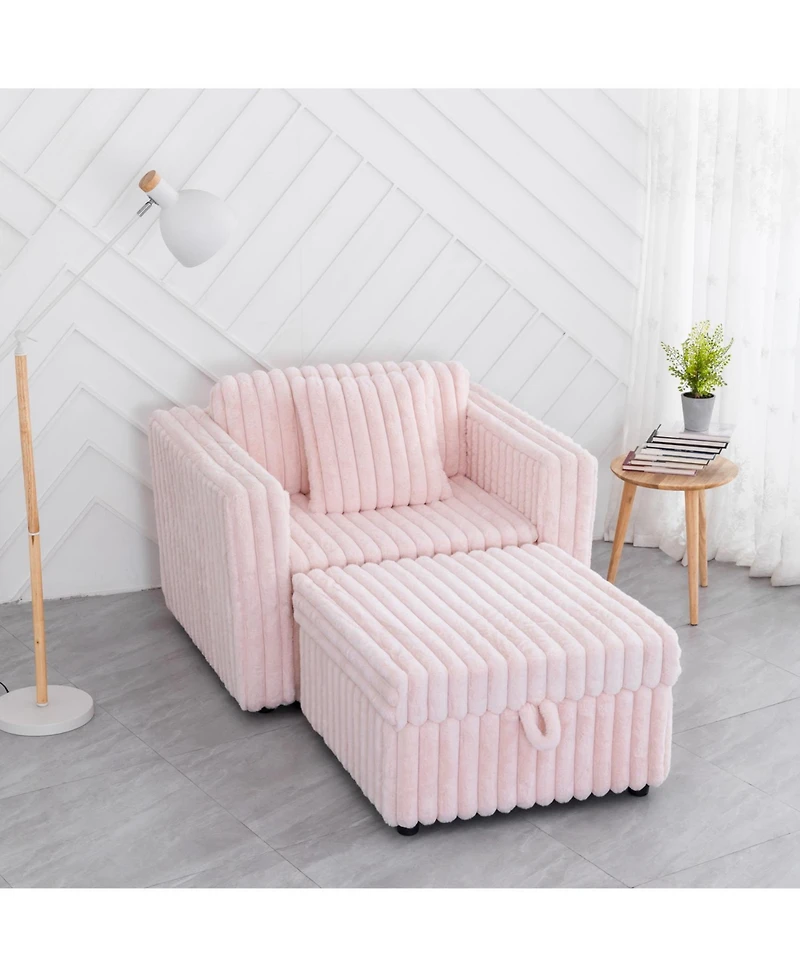 Streamdale Furniture 44.9" Pink Modular Sofa & Ottoman Set - Comfy & Stylish