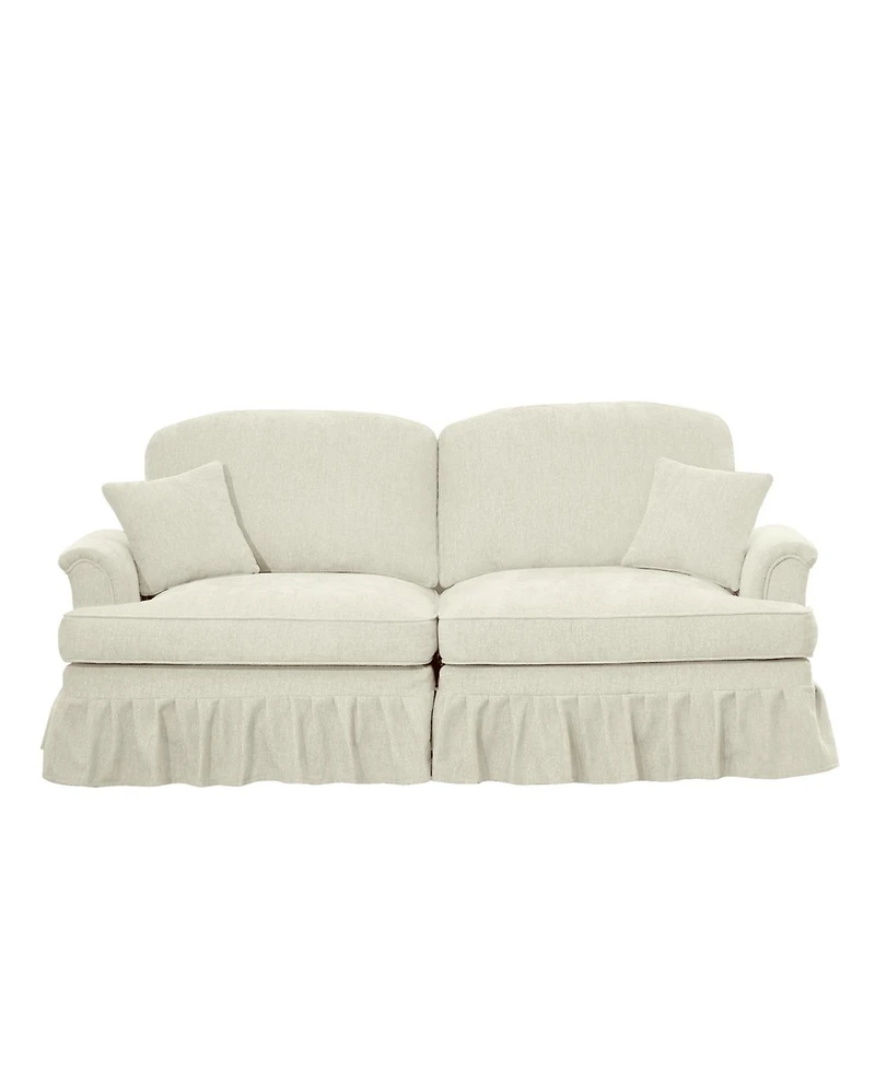 Streamdale Furniture Mid Century Chenille Loveseat Sofa with Flared Arms & Spindle Legs