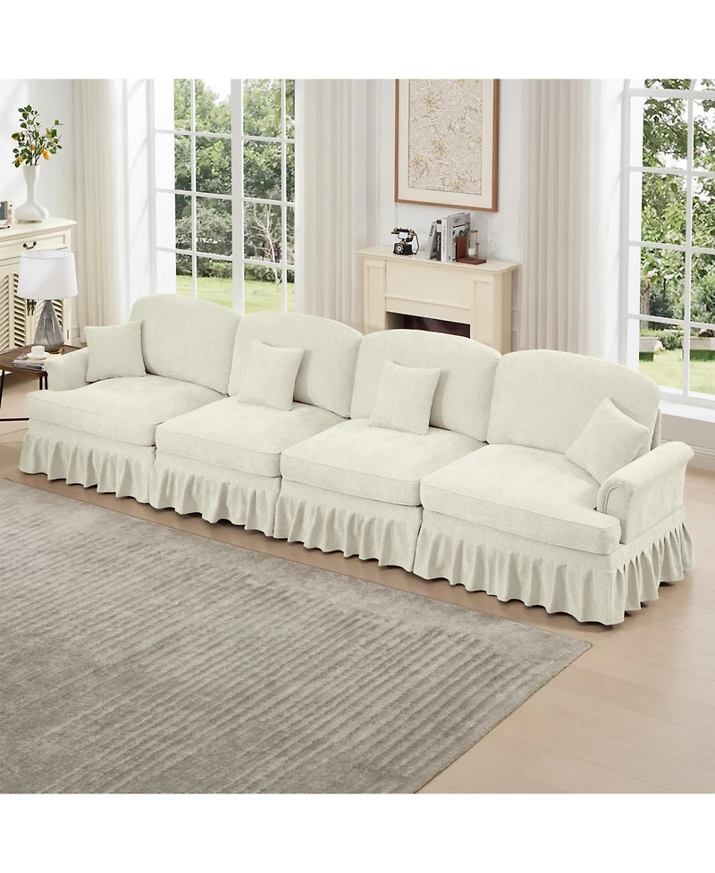 Streamdale Furniture Elegant Mid-Century 4-Seater Chenille Sofa with Flared Arms