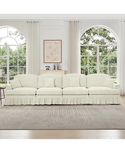 Streamdale Furniture Elegant Mid-Century 4-Seater Chenille Sofa with Flared Arms