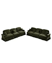 Streamdale Furniture Green Chenille Sleeper Sofa with Ottomans