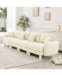 Streamdale Furniture + 4-Seater + Boucle Fabric + Shell Armrests & Fabric-Wrapped Legs + Sofa