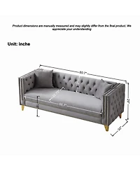Streamdale Furniture Chesterfield Velvet Sofa, 3+3 Seater, Button Nailhead, Square Arm