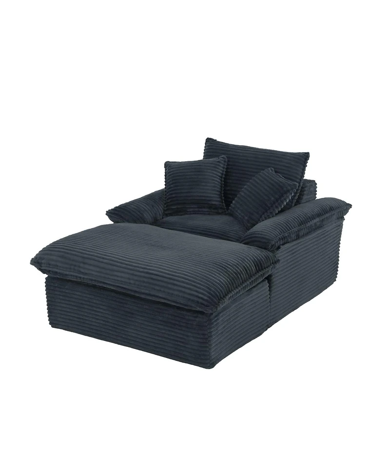 Streamdale Furniture Modern Cushioned Sofa with Footrest - Dark Gray